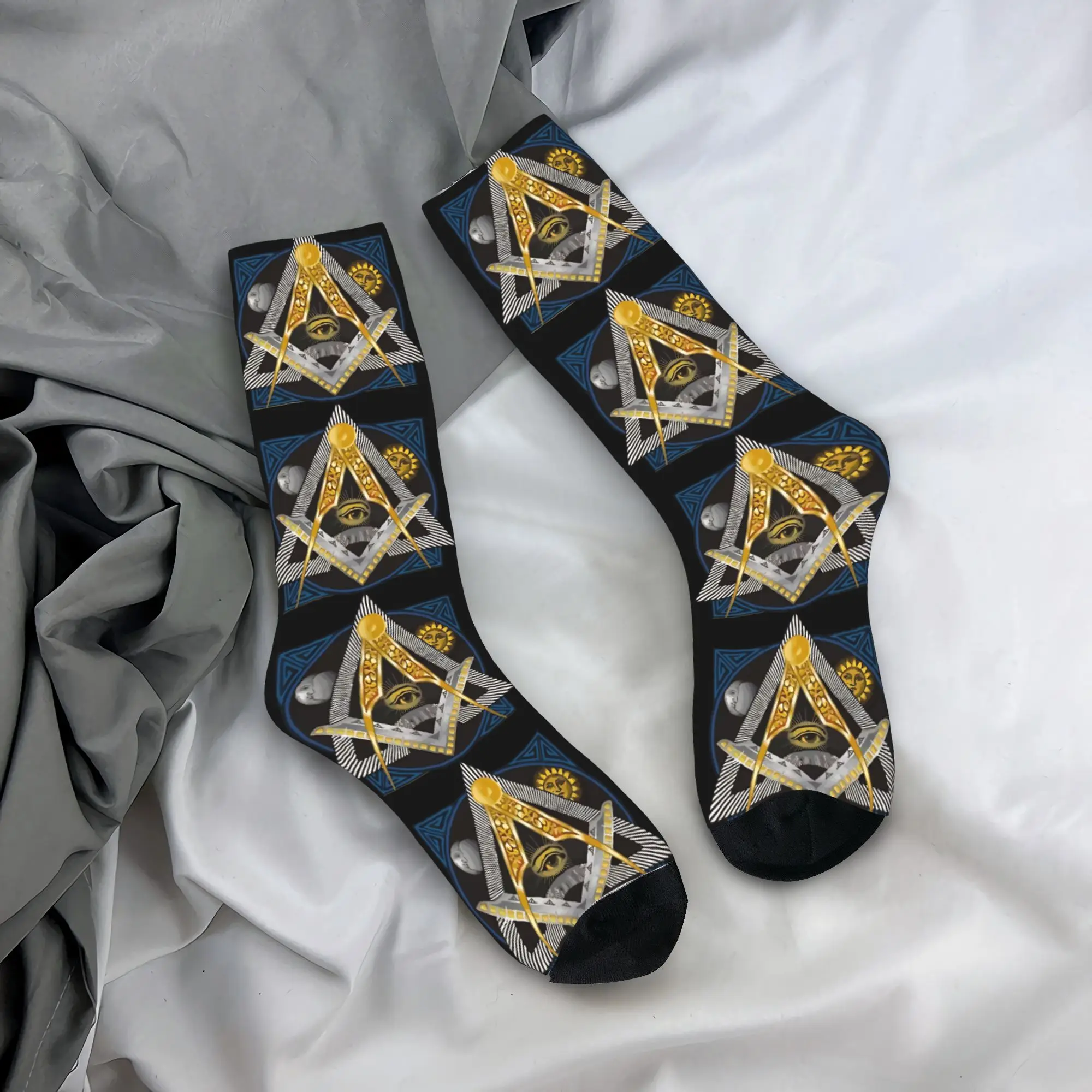 

Masonic Freemason Logo Stockings Unisex Men Socks Breathable Funny Socks Autumn Outdoor Sports Anti Skid Design Socks Gift