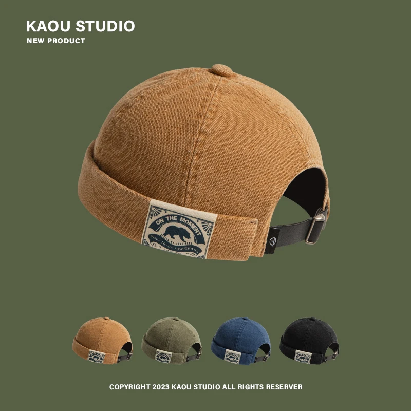 

Hip Hop Chinese Landlord Hat Street Yupi Fashion Men and Women No Brim Skullcap Retro Four Seasons Hat