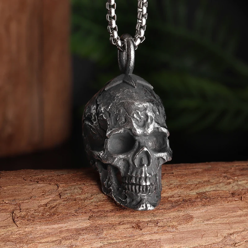 Retro Gothic Domineering Skull Pendant Necklace Men\\\\\'s Trendy Punk Style Rock Hip Hop Party Gift