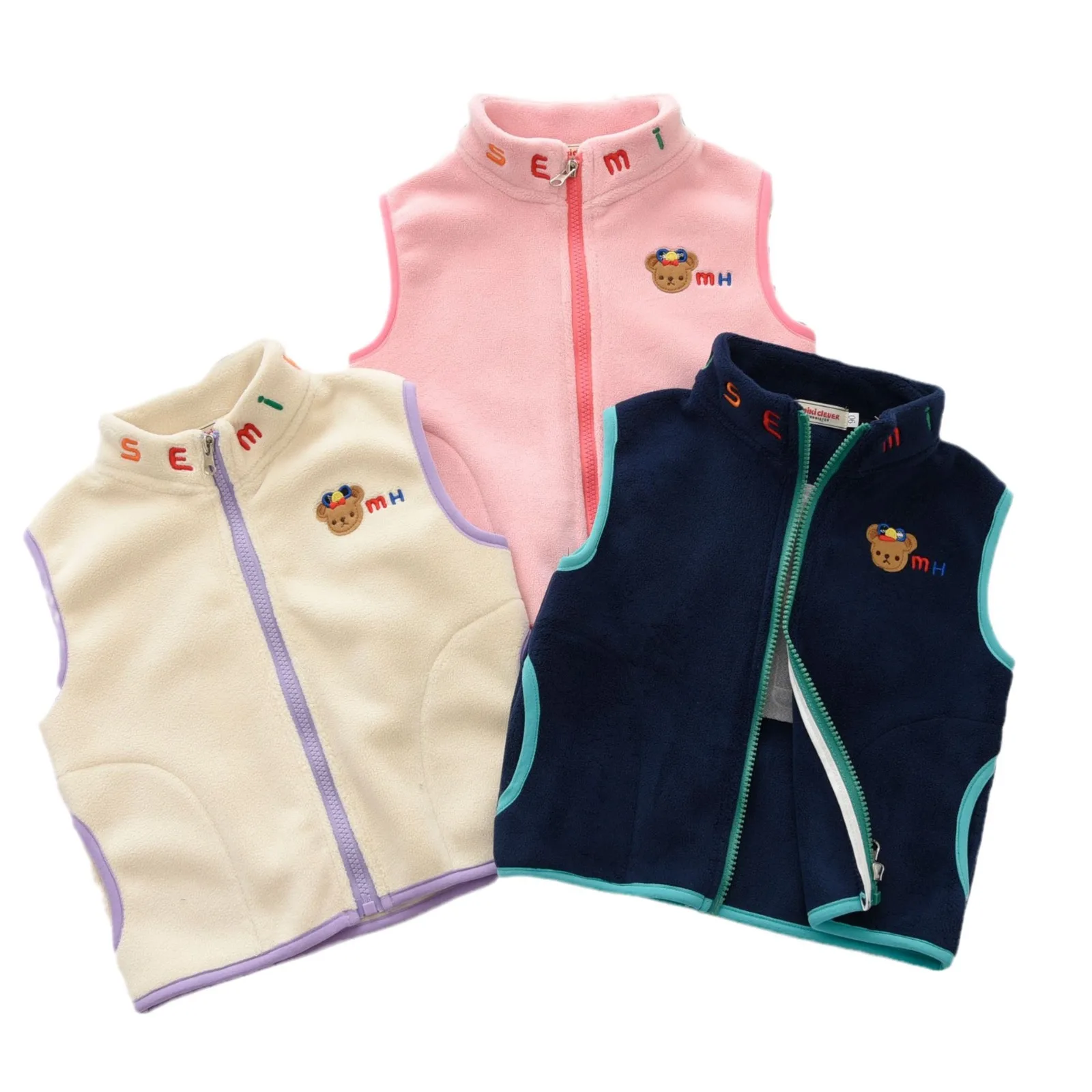 

Зима 2025 года, новый двусторонний флисовый жилет в японском стиле с карманом в виде медведя, уютная удобная верхняя одежда