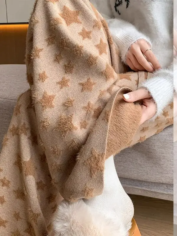 

Extra Large 300 Pou Winter Knitted Wide Leg Pants Women Loose Lazy Straight Long Trousers Floor-Length Casual Trousers