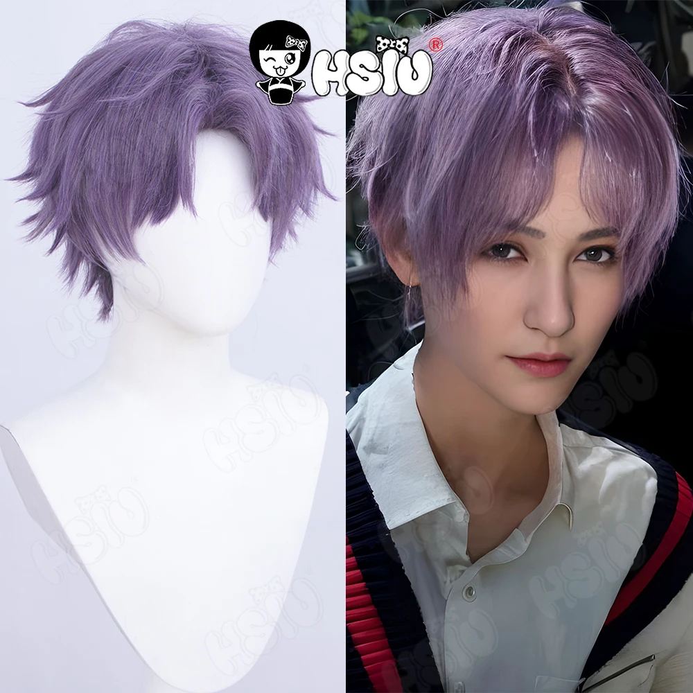 

Rafayel Cosplay Wig Game Love and deepspace Cosplay Wig HSIU 30cm gray fuchsia short hair Heat Resistant Synthetic Wig+Wig cap