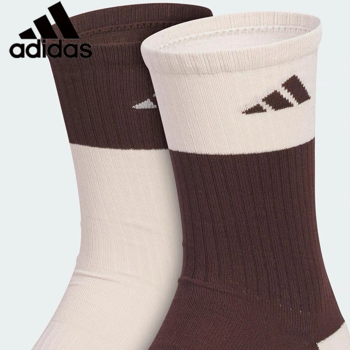 2 Pairs Adidas Unisex Mid Calf Socks Color Ribbed Elastic Breathable Sweat Wicking Sport Socks Running Gym Daily Wear KC0248