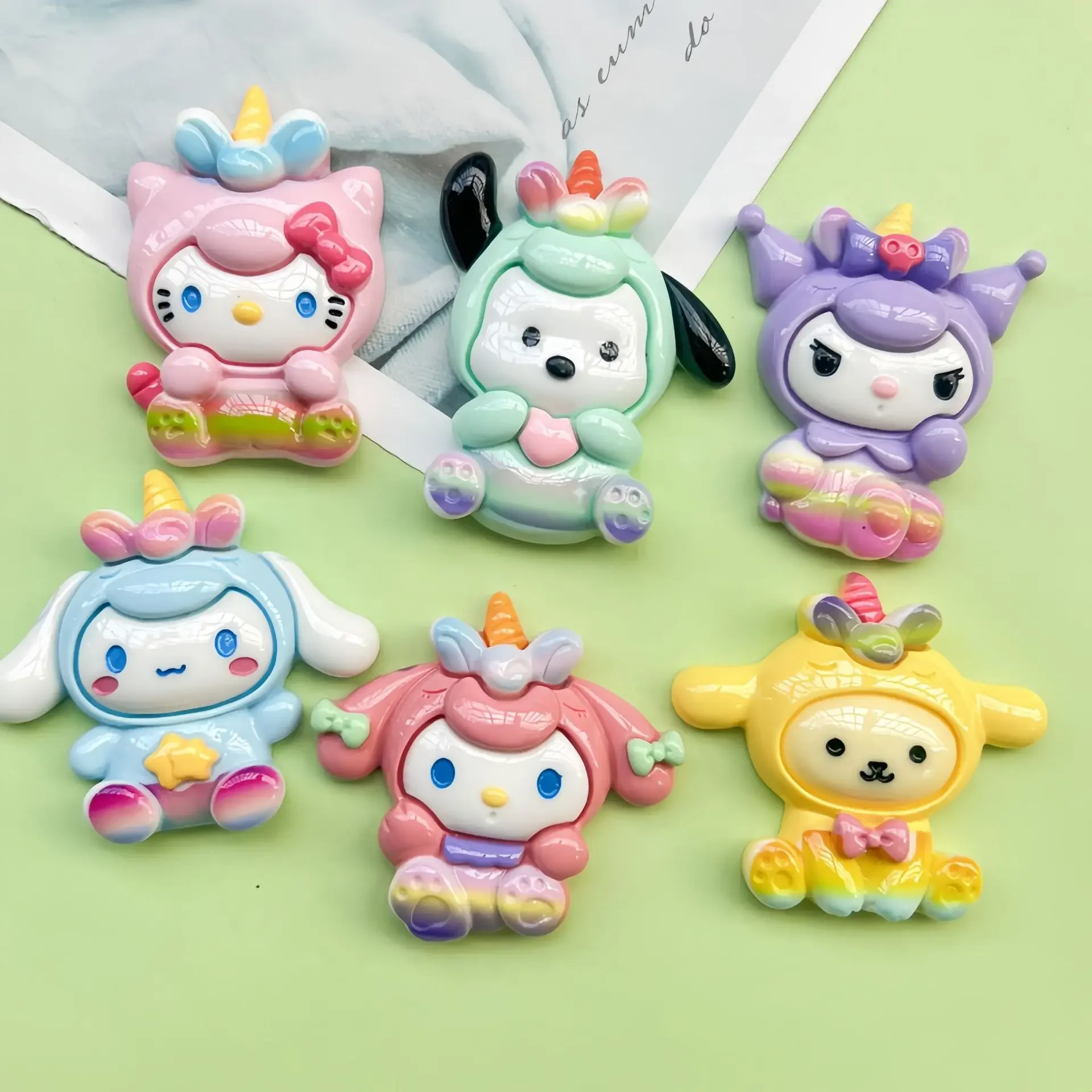 

2 шт., милые серия Sanrio, мультяшная смола с плоской задней частью, аксессуары из смолы ручной работы, материалы для рукоделия, украшения для скрапбукинга