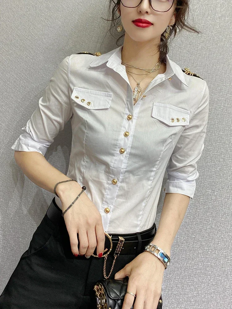 Slim Green Professional Shirt Fashion Women Green Tops  Womens Tops  Blusas Femininas Elegantes