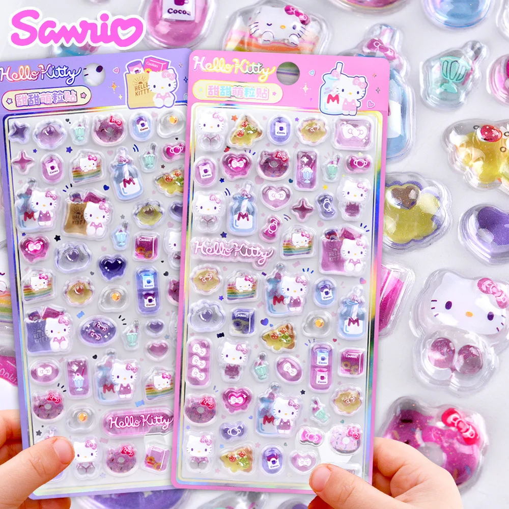 Anime Cute Hellokitty Kuromi Melody 3D Stickers Jelly Sanrio Sticker DIY Crystal Decorative Sticker Phone Case DIY Toy Gift