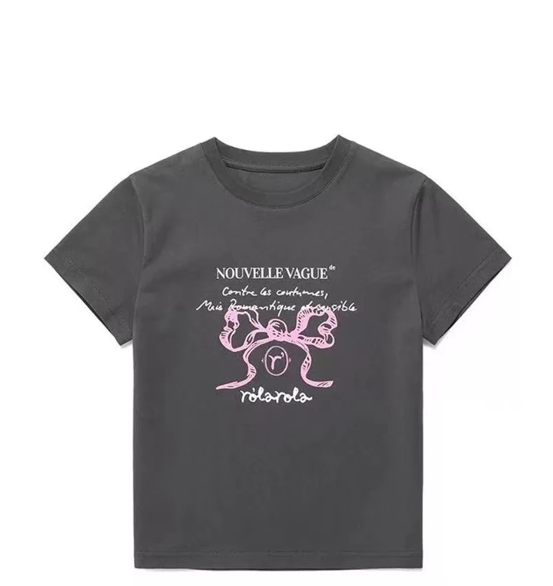 الكورية نيك نيكول قصيرة الأكمام تي شيرت كامل من ون جيايينغ نفس النمط الكتف سليم صالح جولة الرقبة فضفاضة نفس الجنس تصميم القمم