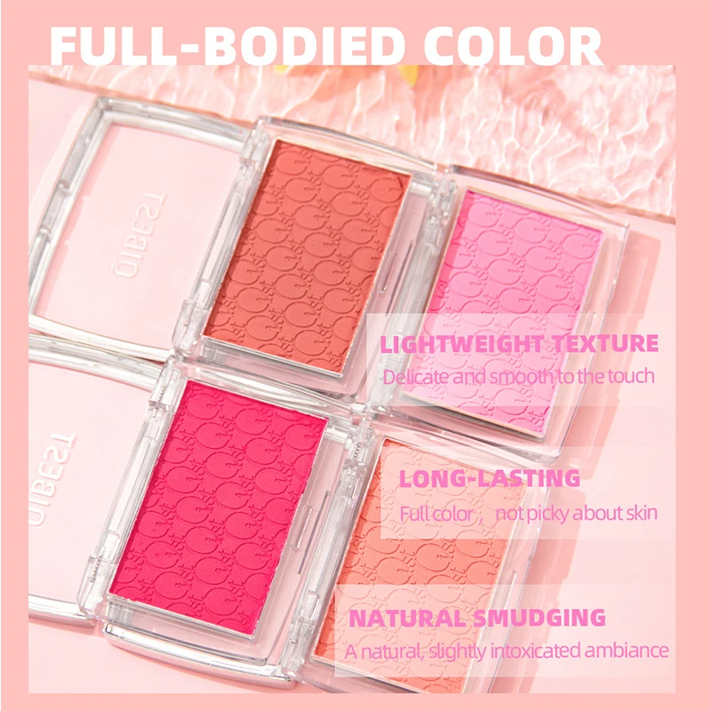 Single Powder Blusher Easy To Color Waterproof Sweat Resistant Long-lasting Contouring Cosmetic Effect Fake Plain Color Makeup