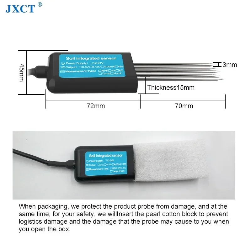 JXCT suelo PH EC NPK temperatura humedad humedad Sensor medidor Digital completo para analizador agrícola probador