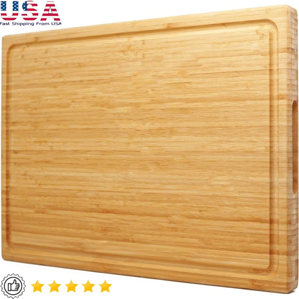 

Extra Large XXXL Bamboo Cutting Board Double Sided Juice Groove Wooden Butcher Block Kitchen Chopping Tray Meat Vegetables BBQ
