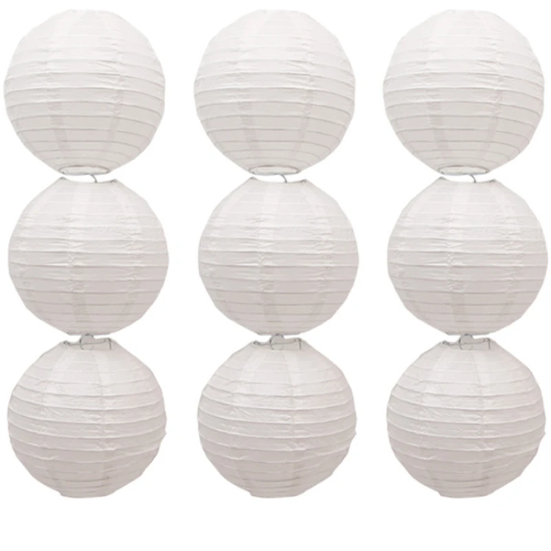 1pc diameter 10cm-40cm DIY White Round Paper Lantern Chinese Paper Ball hanging lanterns Wedding Event Party Decoration supplies