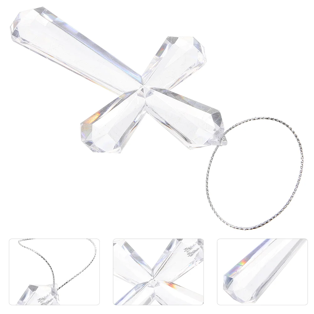 3 Pcs Transparent Cross Decorations Easter Tree Hangings Pendants Ornament Christmas