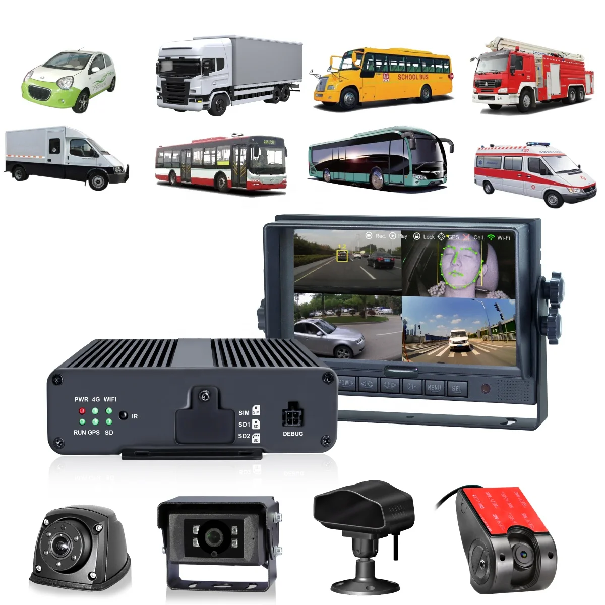 STONKAM AI Mdvr Truck 4g Vehicle Bus Recorder 4ch Car Dvr Support People Counting for School Bus - view 6
