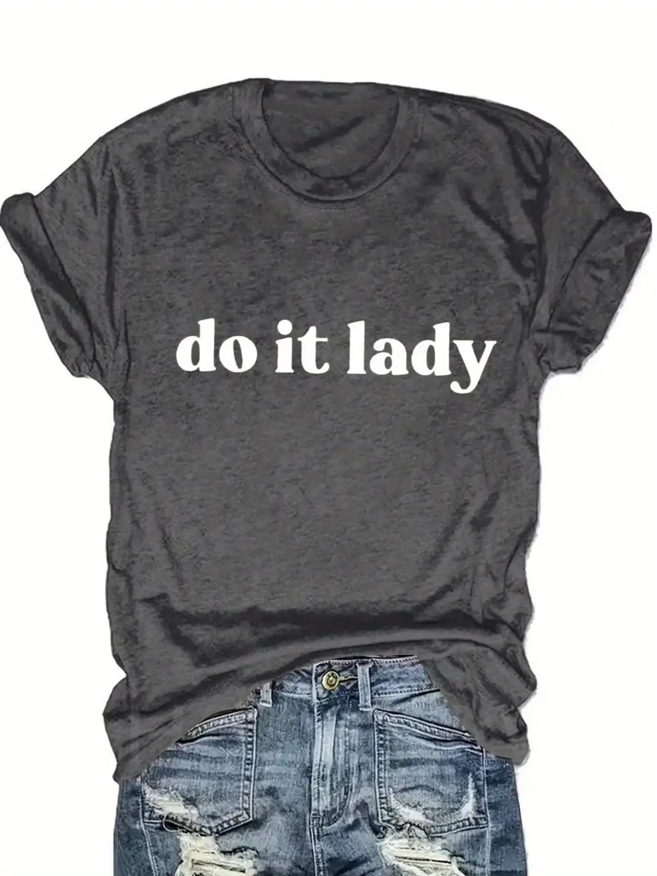 

Plus size women's short sleeve T-shirt Do It Lady breathable fabric summer outfits women's clothing