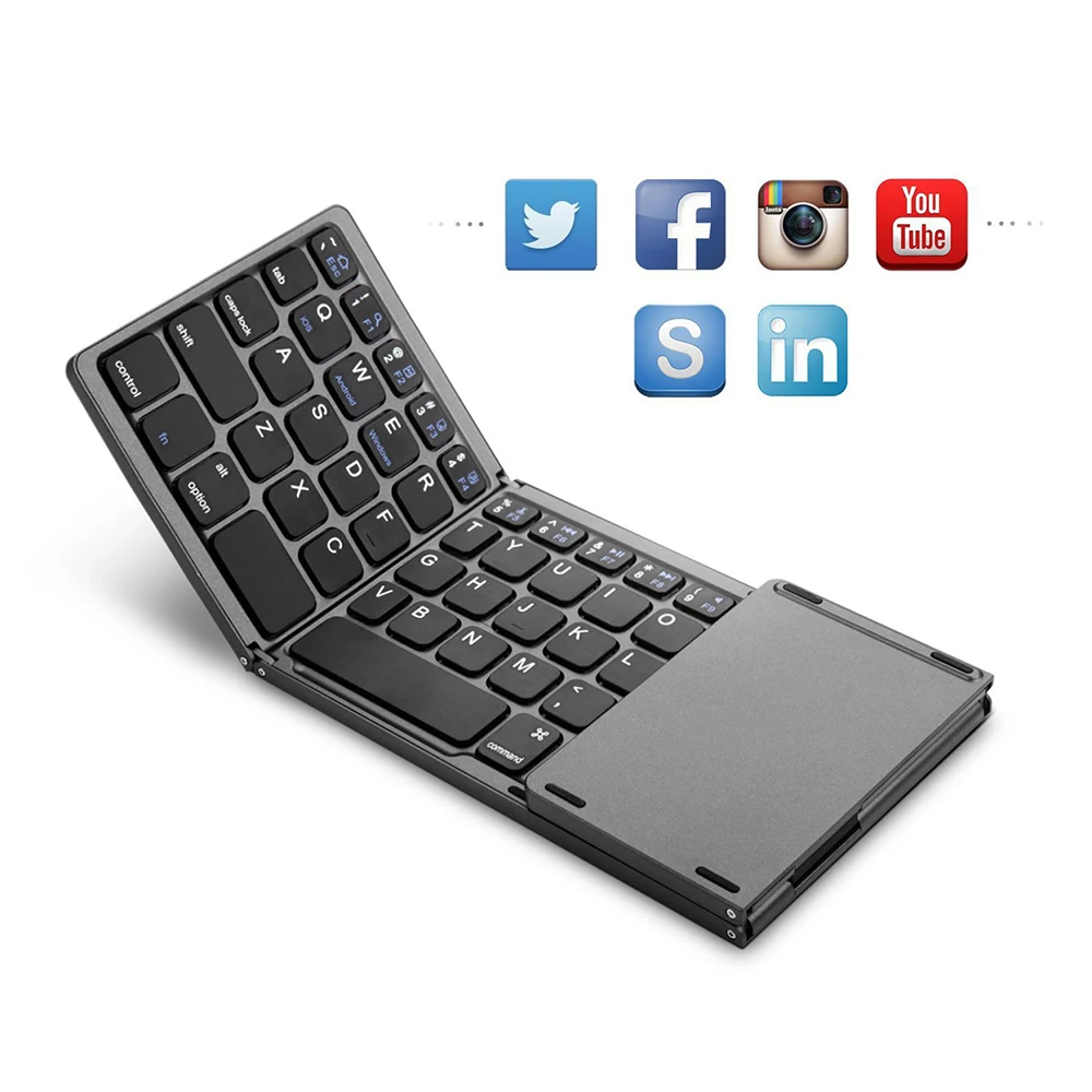 Imagem -06 - Beyour-teclado Bluetooth sem Fio com Touchpad Teclado Portátil Magnético Dobrável Triplo Windows Android Ios Ipad Telefone