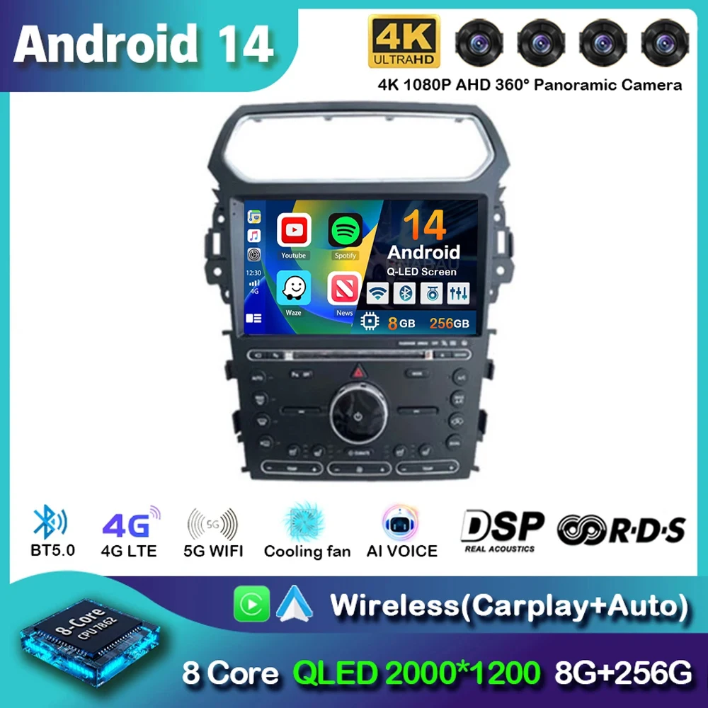 

Android 14 Carplay Car Radio For Ford Explorer Smart 2011-2019 Autoradio Multimedia Video Player Navigation GPS Stereo Head Unit