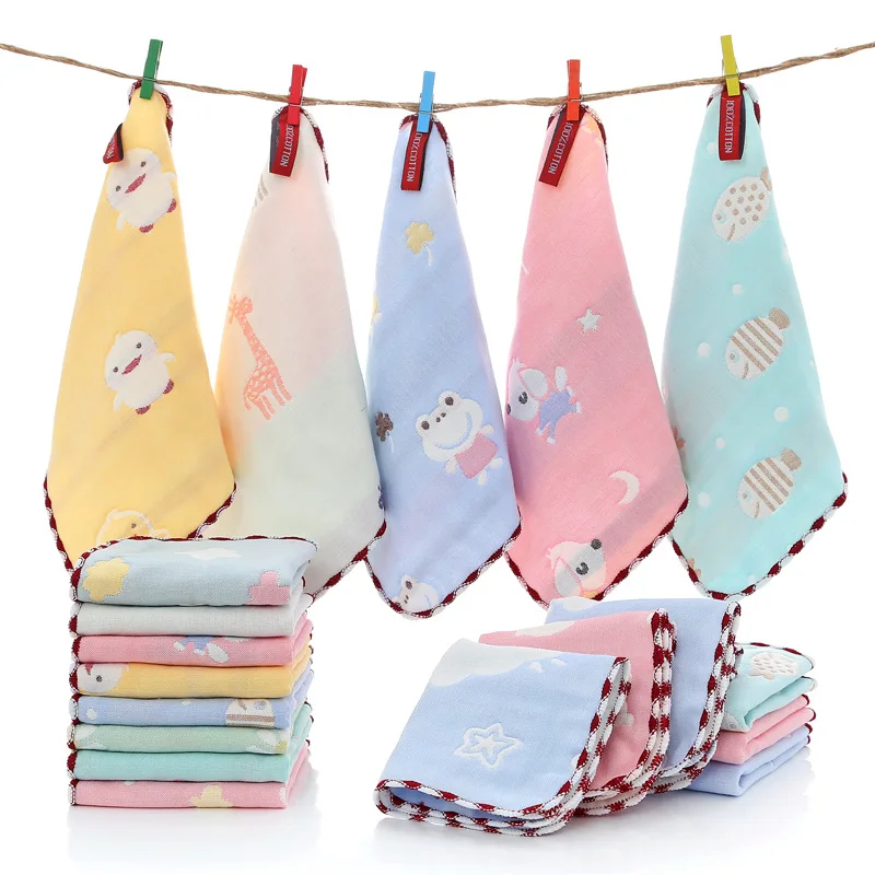 5pcs Pure cotton square towel, six-layer towel, kindergarten towel, gauze handkerchief, pure cotton square towel, mouth towel