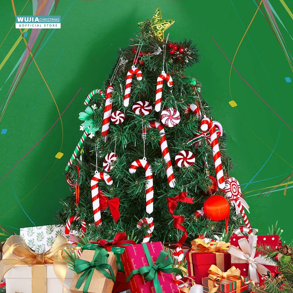 40 pçs natal doce cana pirulito pingentes árvore de natal pendurado ornamentos hortelã-pimenta redemoinhos para decoração de casa presentes de ano novo navidad