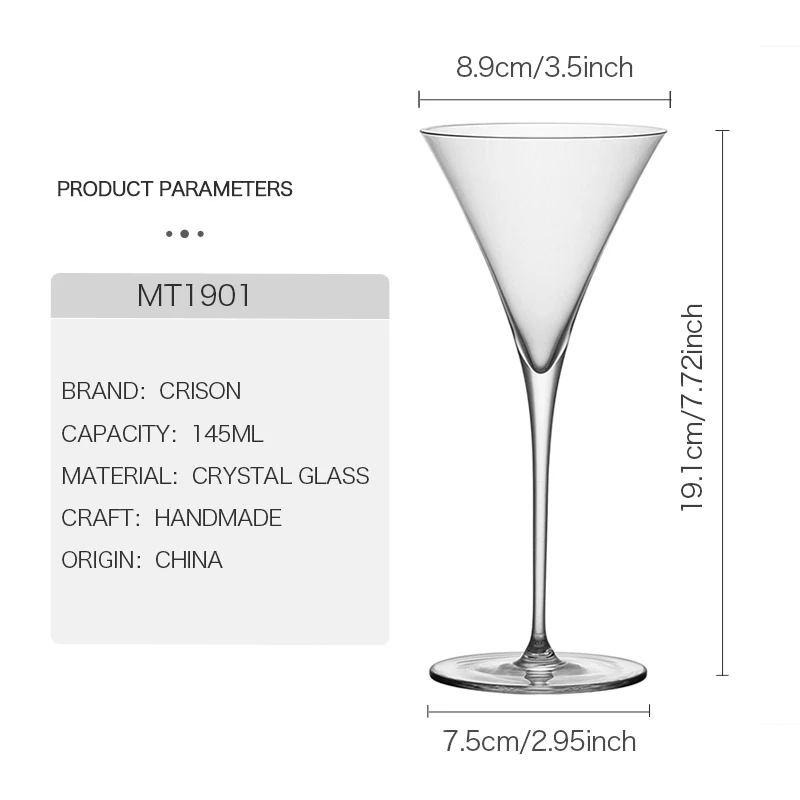 MT1901 CRISON Japanese style Martini Crystal Cocktail Cup Wedding Party Cocktail Party Glass Cup 145ml