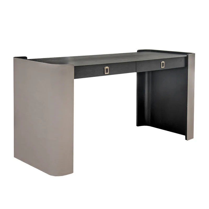 

Italian minimalist desk integrated, leather art modern desk, villa small apartment model room