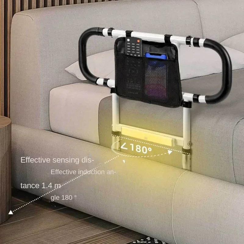 Main courante de chevet polyvalente réglable avec lumière à induction, aide au lit, garde-corps, dossier, aide à se lever, recommandé