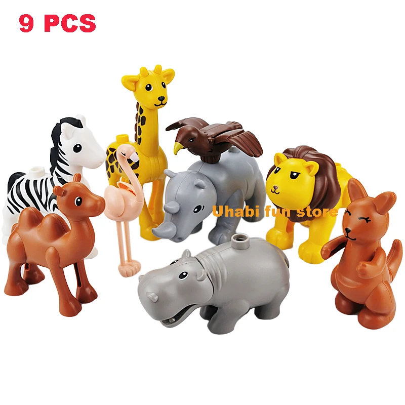 Große Bausteine Tiere Pflanze Zoo Szene Modelle Bauernhof Dinosaurier Ozean Serie Set montieren Bildung Spielzeug für Kinder Geschenk