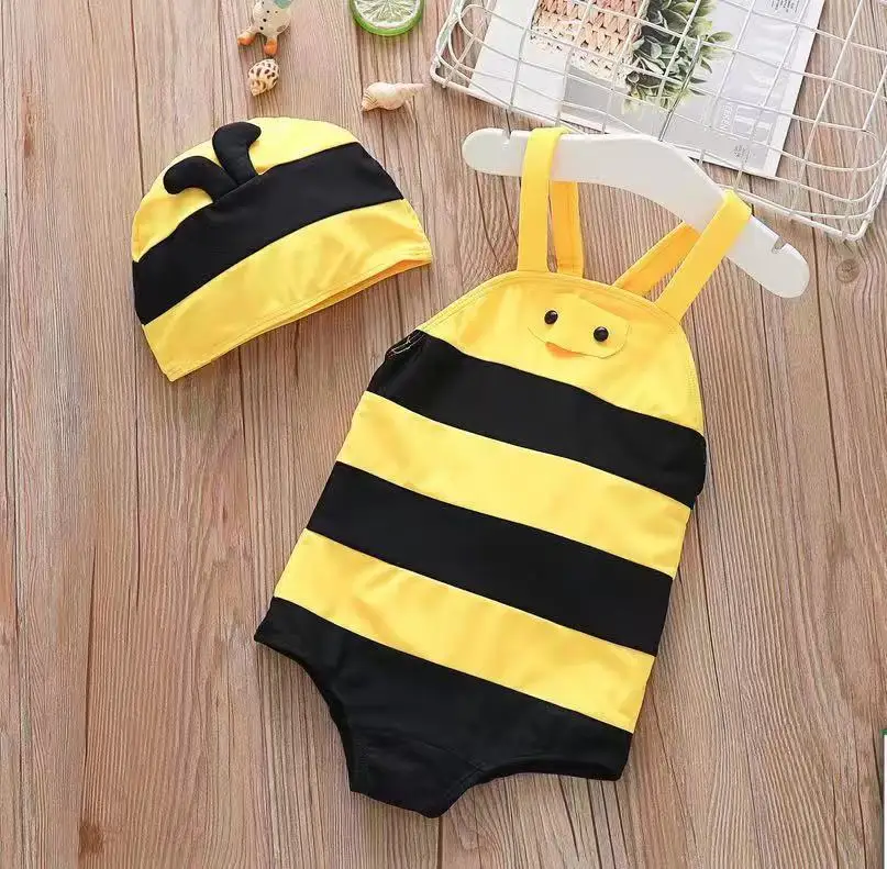 8~14Y Kids Swimsuit Kawaii Girl Swimwear 2 Pieces Kids 2024 Biquini Bee Swimming Suit Bikini Set for Children Print Dropship