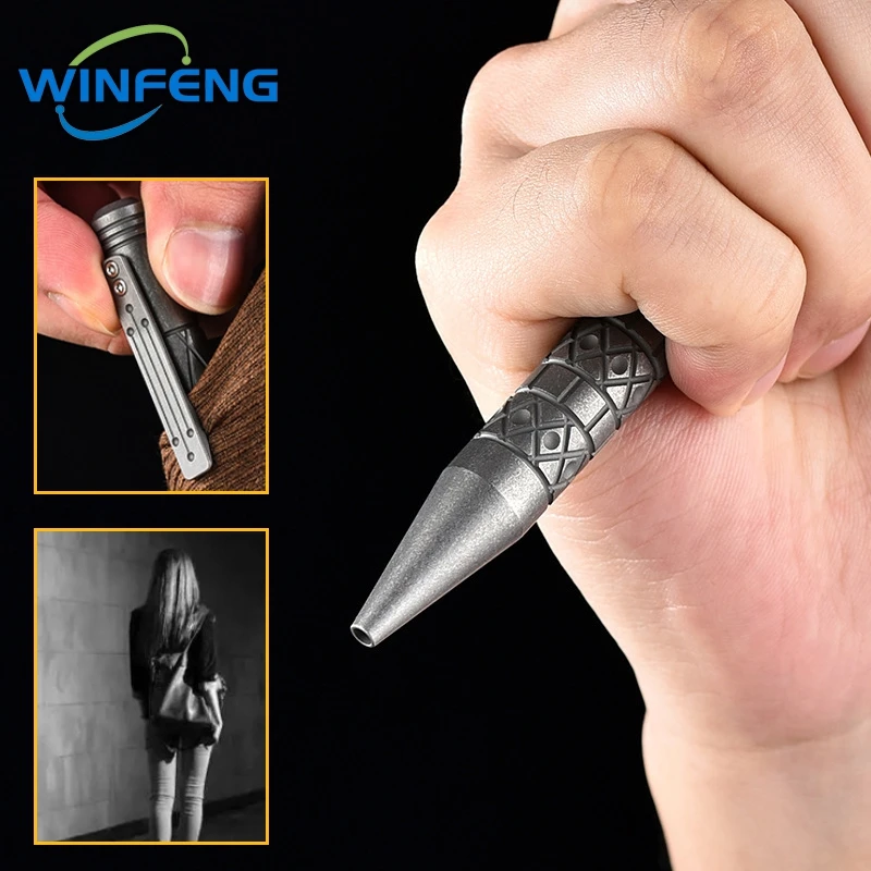 High Quality Titanium Tactical Pen Self Defense Ballpoint Pen Business Signature Pen Emergency Glass Breaker Survival Supplies