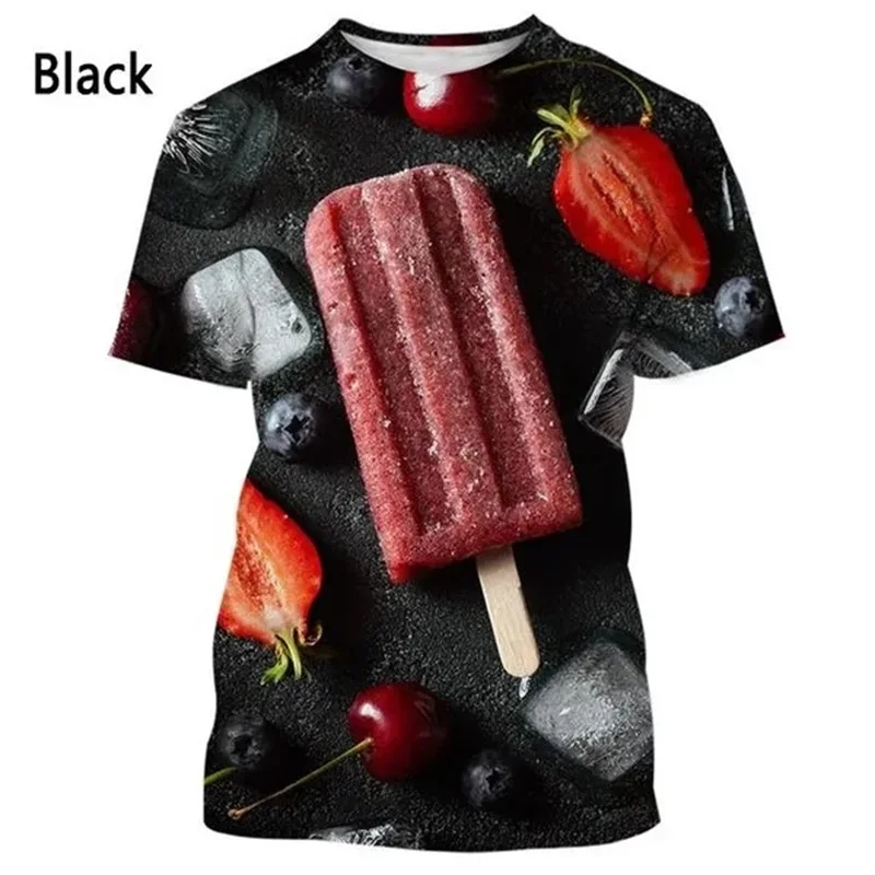 Ice Cream 3D Printed T-shirt Men's Fashion Oversized Tee Tops Summer Casual Short Sleeve Harajuku Food Tshirt Streetwear Clothes