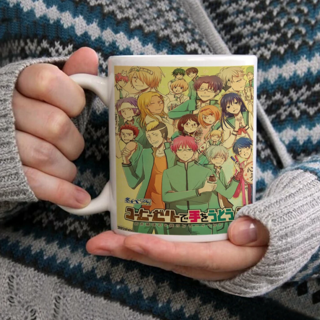 Buy-3-Get-4-The-Disastrous-Life-of-Saiki-K-Saiki-Kusuo-Coffee Mug 11oz Fun Ceramic Coffee Tea Cocoa Cup Handle Tea Drink Cup