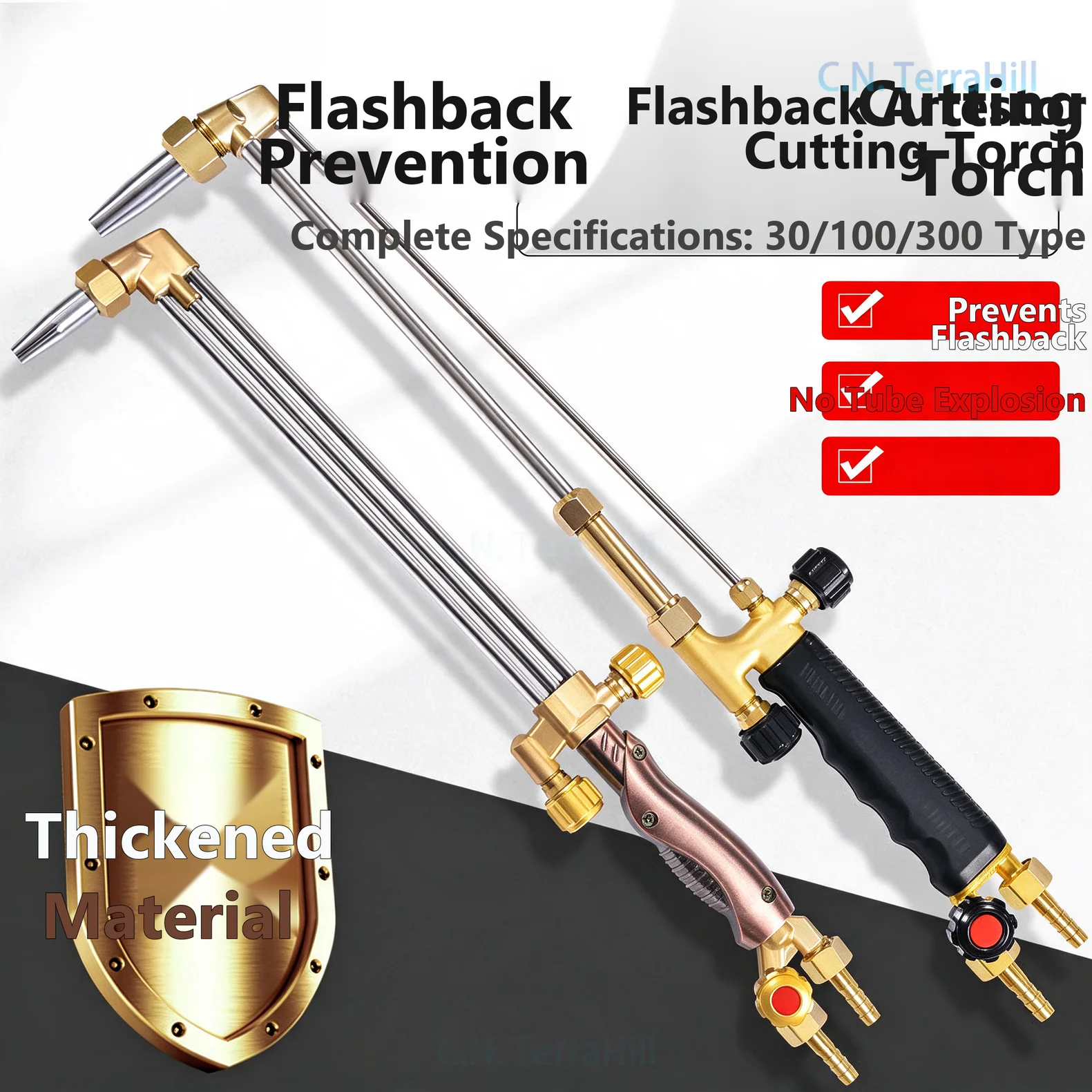 Oxy-Acetylene Cutting Torch 30/100 Three-Tube Equal Pressure Flashback Arrestor Welding Cutting Tool for Metal Cutting
