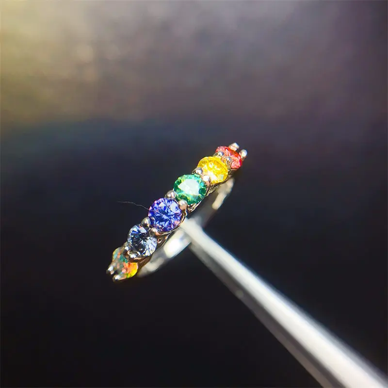 Engagement Rings for Women Rings 3mm 6pcs Moissanite Ring  925 Sterling Silver Band Ring for Daily Wear