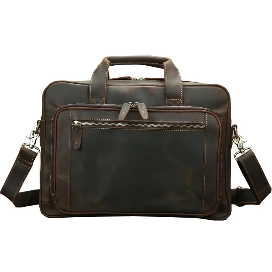 Vintage leather Men's Shoulder Bag, New large Capacity leather Men's laptop, Office Handbag, Business Men's Bag