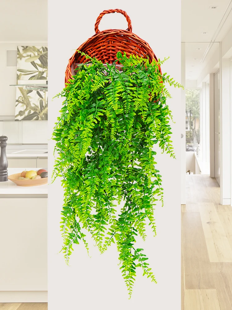 Bouquet Green Vine Artificial Hanging Plants With Pot Persian Fern Foliage Wall For Home Wedding Party Outdoor Garden Decoration