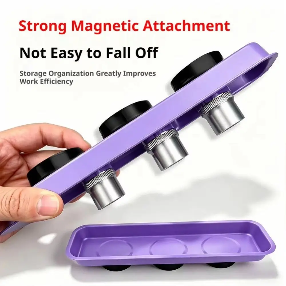 4 Inch /6 Inch Magnetic Parts Tray Nuts,bolts,pins,tools Stainless Steel Car Suction Pad Tools Purple DoubleSided