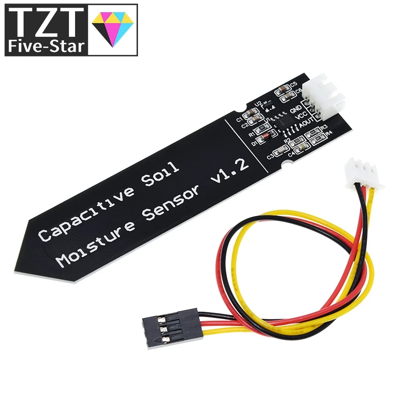 Capacitive Soil Moisture Sensor Module Not Easy to Corrode Wide Voltage Wire 3.3~5.5V Corrosion Resistant W/ Gravity for Arduino