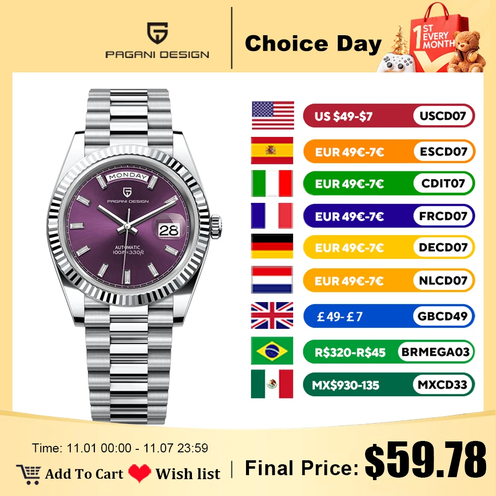 PAGANI DESIGN DD40 Men's Watches 2025 Top Luxury Automatic NH36A Mechanical Wristwatches AR Sapphire Mirror Watch For Men Clock