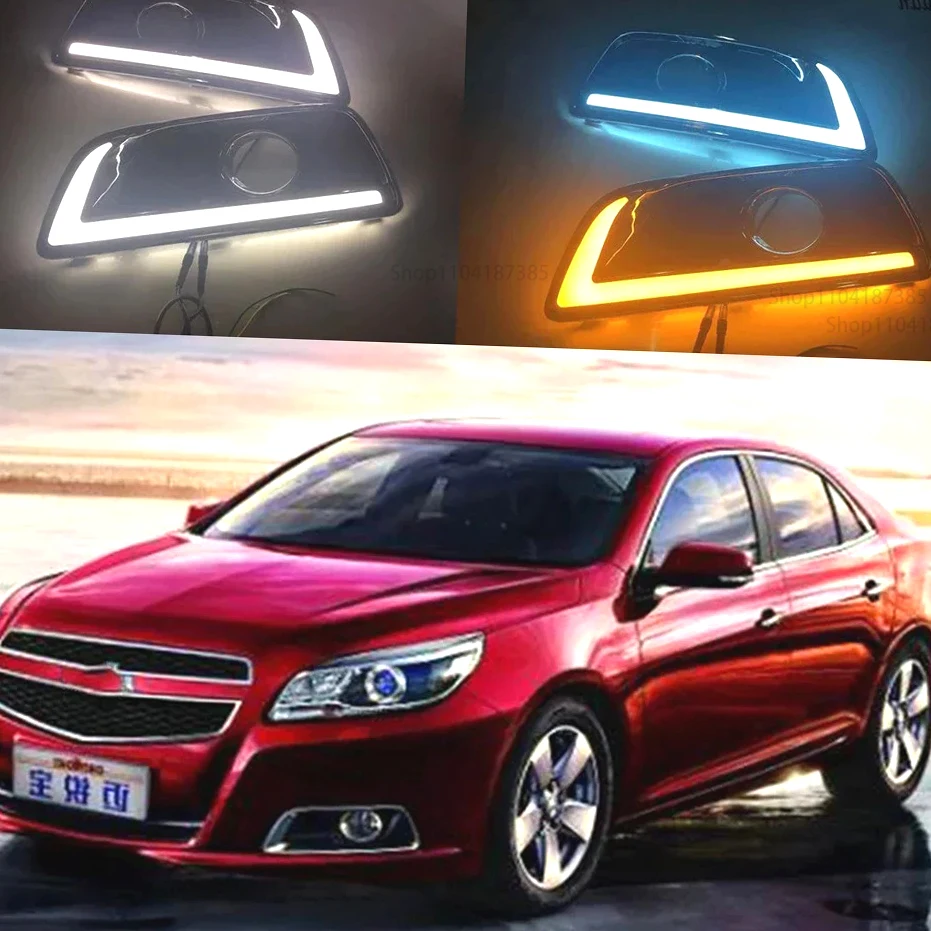 

CSCSNL 1set LED DRL Daytime Running Lights With turnning yellow signal Lamp For Chevrolet Chevy Malibu 2011 2012 2013