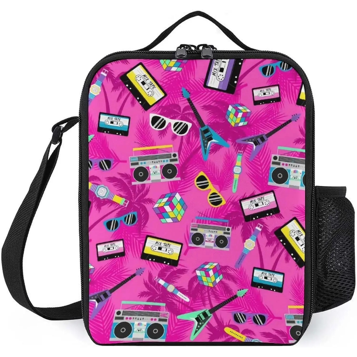 

Music And Fun Pink Design Portable Insulation And Cooling Large Capacity Lunch Bag For Work Office Travel Picnic