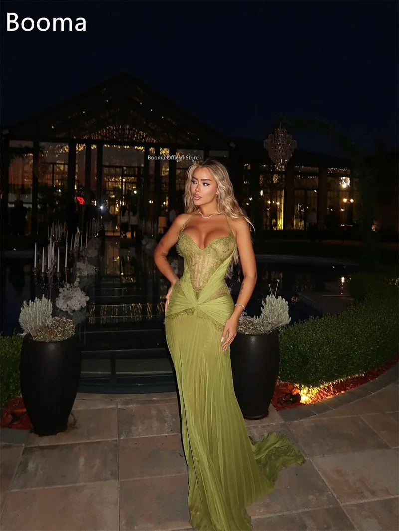 Booma Long Sexy Mermaid Evening Dresses Formal Party Gowns for Women Pleat Lace Sleeveless Elegant Prom Gown Customize 2025 image 3