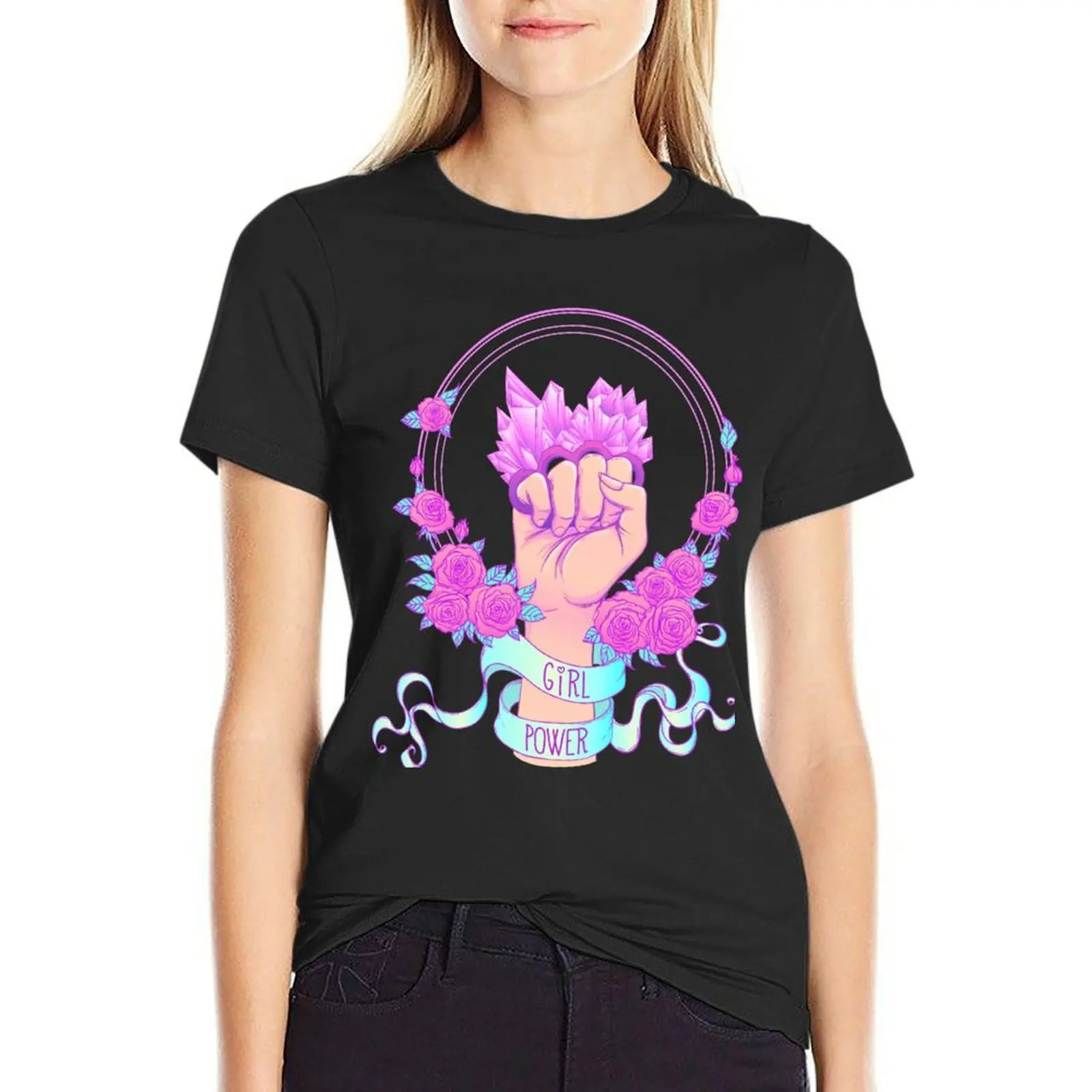 

GIRL POWER T-Shirt funny animal print shirt for girls shirts graphic tees summer tops t-shirts for Women graphic tees funny