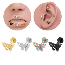 1Pcs 3D Butterfly Labret Medusa Lip Ring Stainless Steel Cartilage Tragus Conch Stud Earring for Women Men body Piercing Jewelry