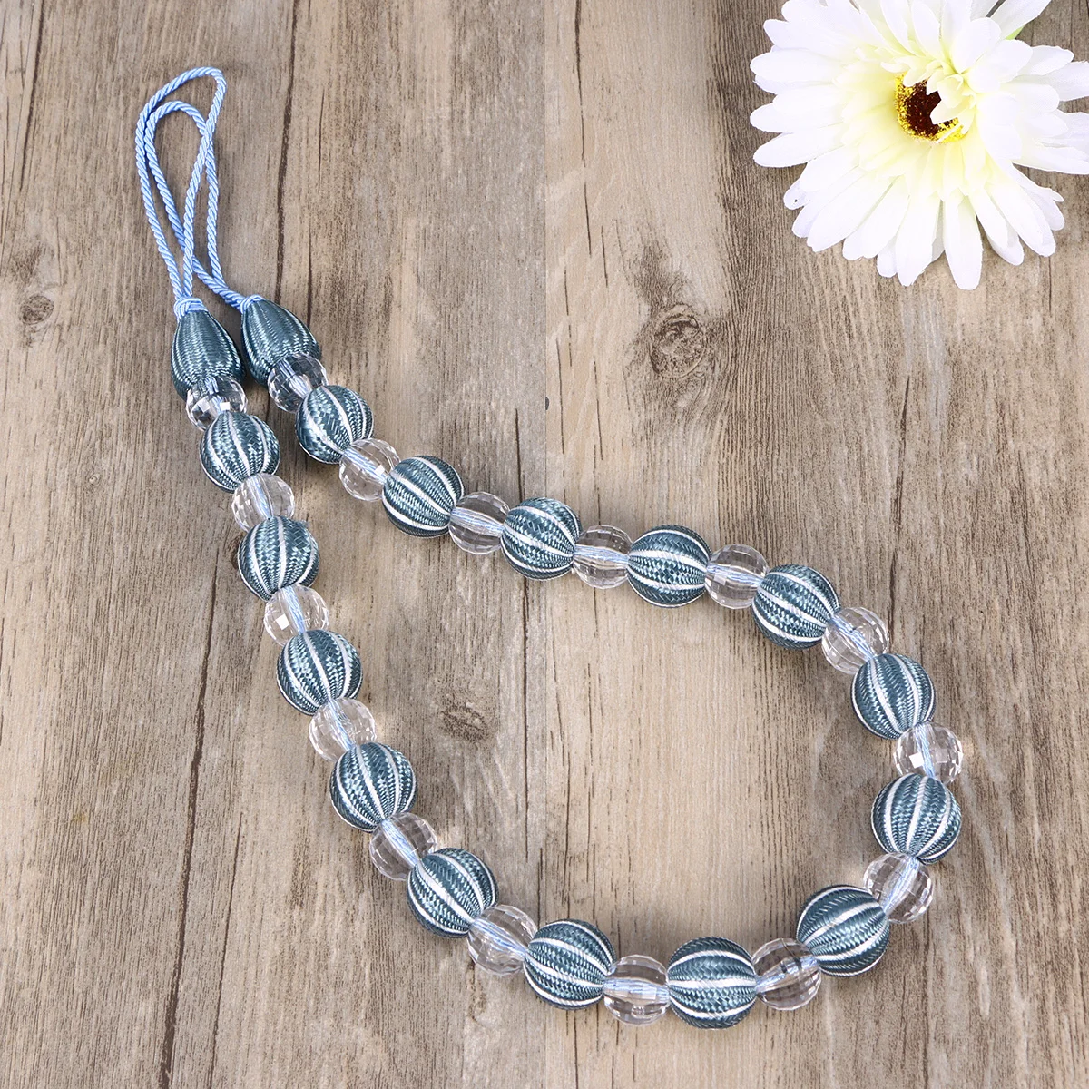 

2Pcs Acrylic Bead Curtain Tiebacks Crystal Beads Reinforced Inner Cord Home Window Holdbacks