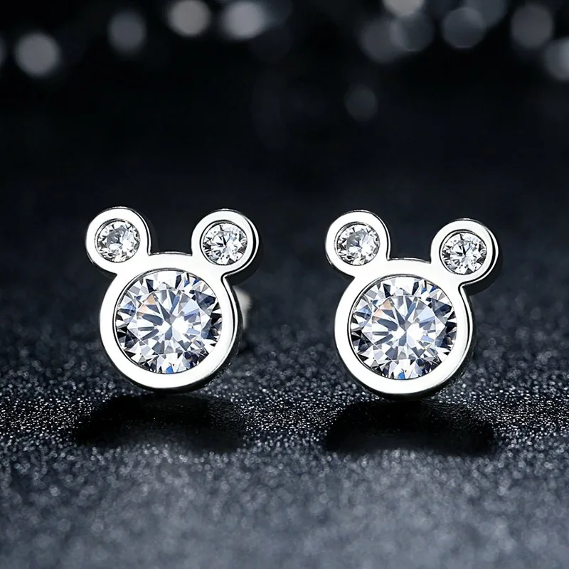 Disney Mickey Mouse Mini Earrings S925 Sterling Silver Needle Simple High Quality Earring Jewelry Fashion Accessories Gifts