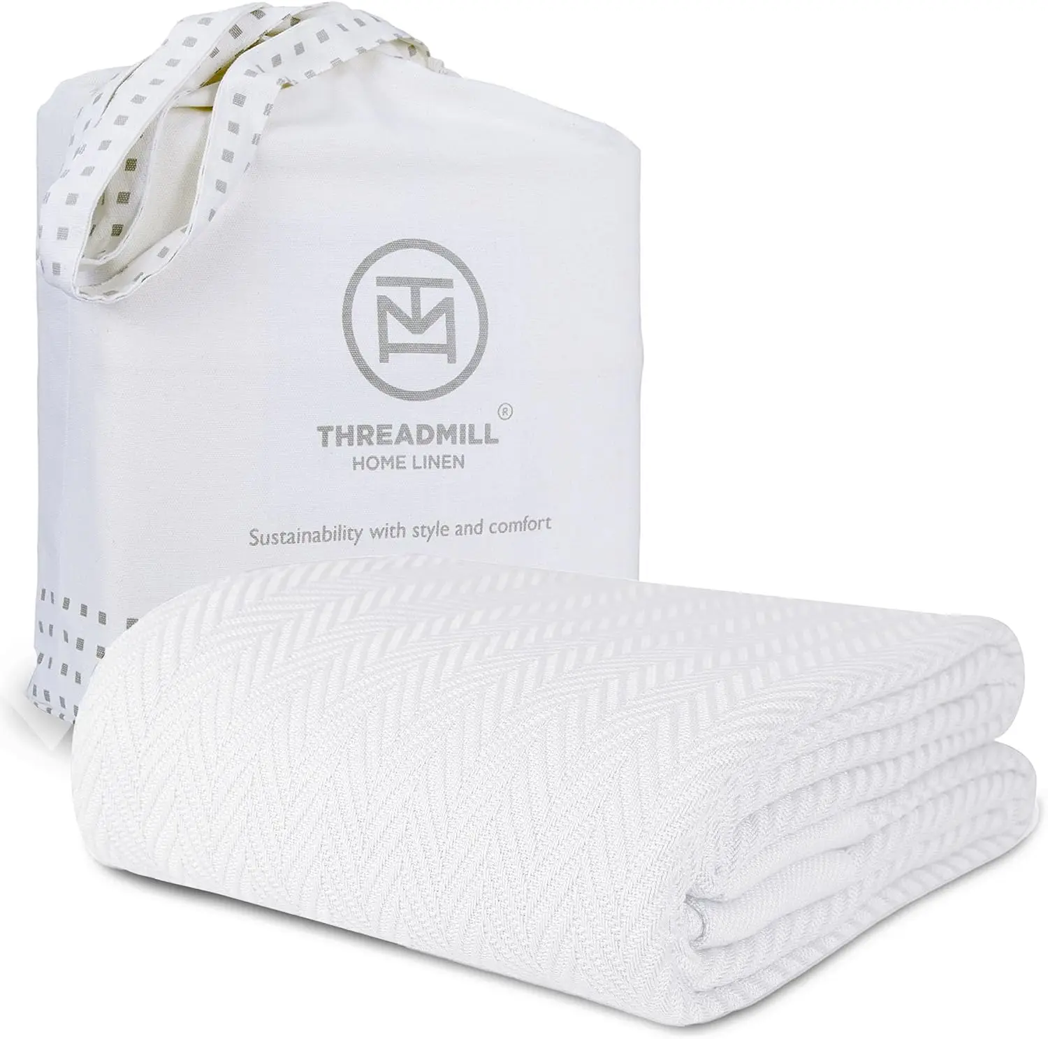 

King Size Cotton Blanket - All-Season Breathable Thermal 106x92 inches White