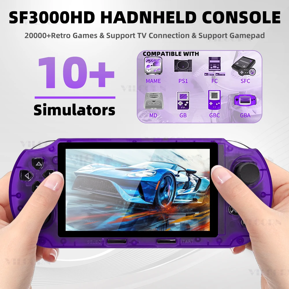 SF3000HD ريترو وحدة تحكم بجهاز لعب محمول 4.5 بوصة جيب لعبة فيديو لاعب [مع كابل HD] دعم إخراج التلفزيون ممر لعبة وحدة التحكم