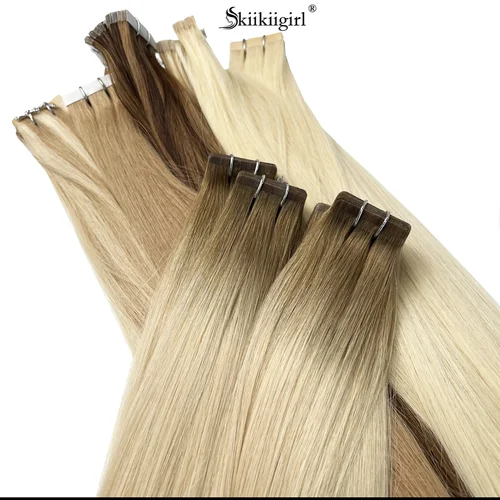 Imagen 2 del producto cinta en extensiones de cabello humano mujeres negras 613 cinta en 50g extensiones de cabello humano doble dibujado