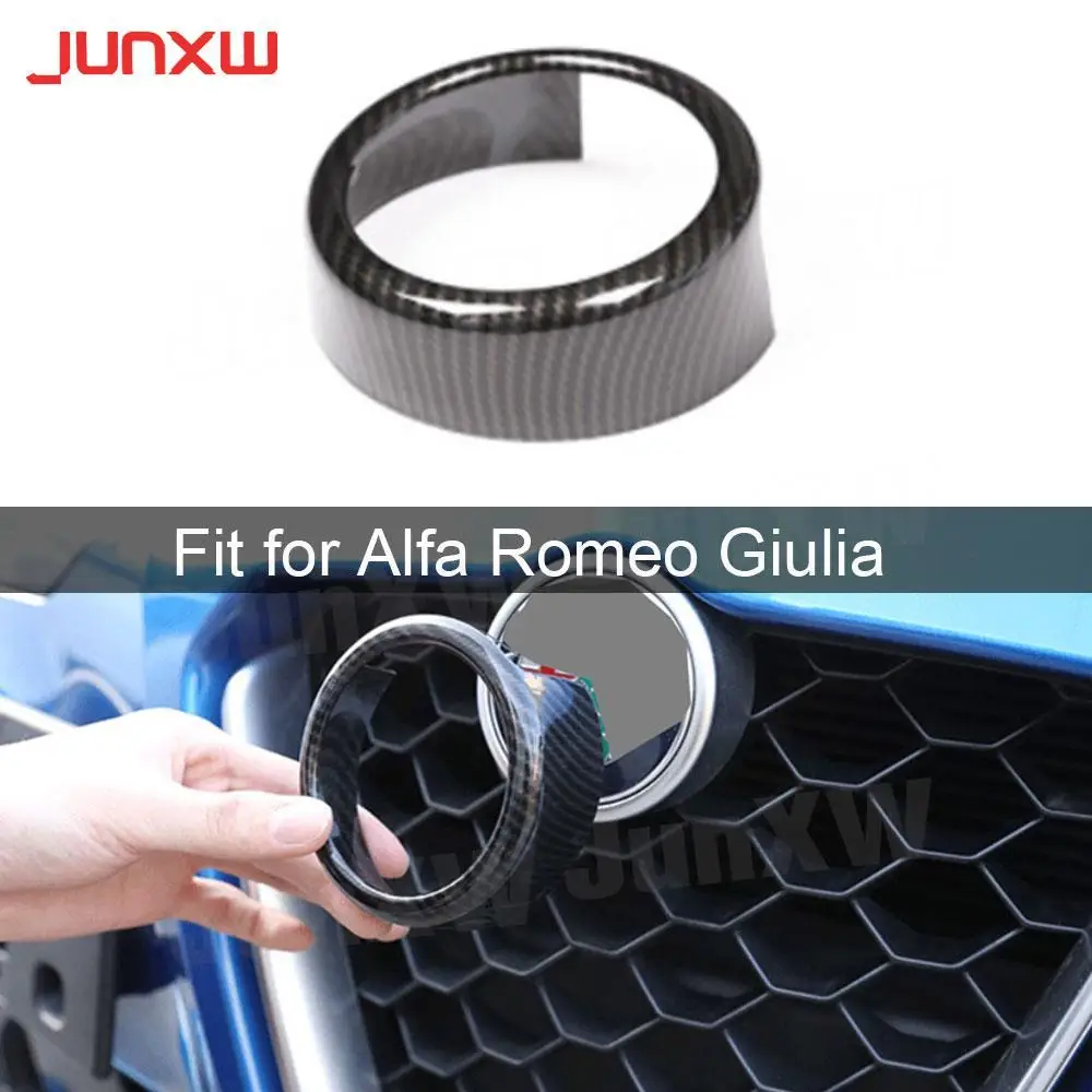 

High Quality Carbon Fiber Front Grille Grill Logo Frame Cover Trim for Alfa Romeo Giulia / Stelvio 2017 2018 2019 ABS