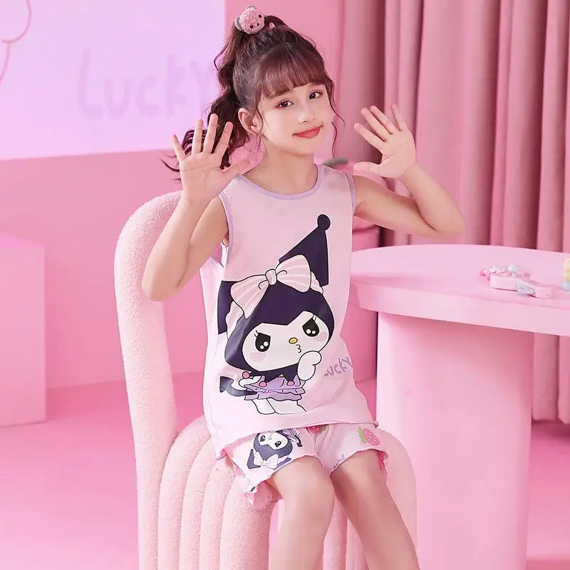 

Sanrio 2Pcs Vest Cinnamoroll Shorts My Melody Cute Children Cartoon Summer Baby Hot Sleeveless Thin Home Clothing Holiday Gift