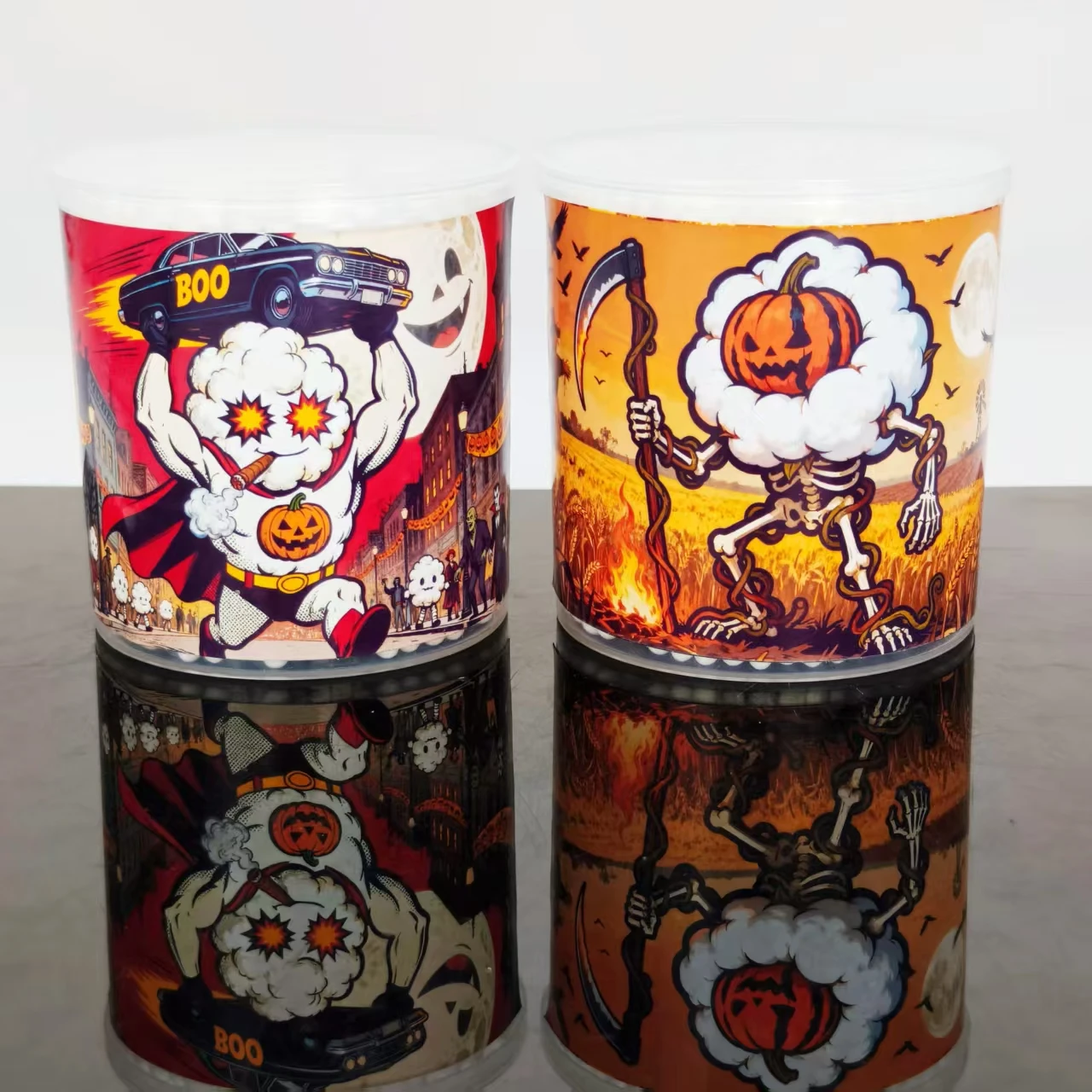 800 Stück/1000 Stück Halloween-Thema-Design, Wattestäbchen, Zylinderbox, Geschenk, Wattebausch